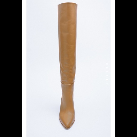ZARA HEELED COW LEATHER KNEE HIGH BOOTS - Picture 9 of 12